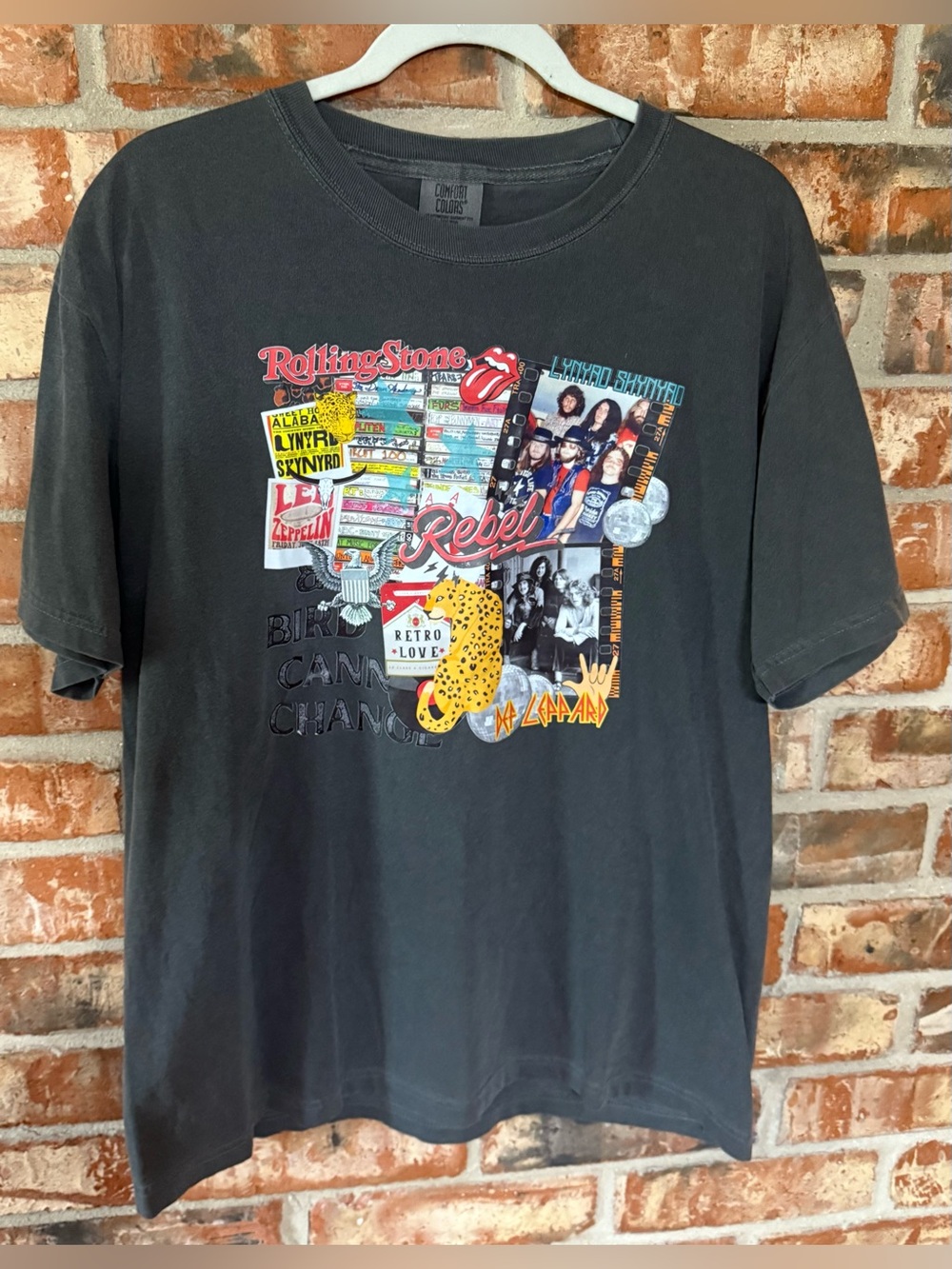 Comfort Colors Pepper Vintage Rock Collage Graphic Tee